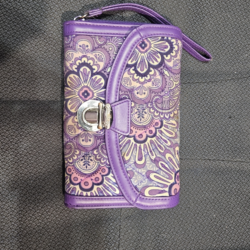 Vera Bradley Purple and Cream Floral Clutch